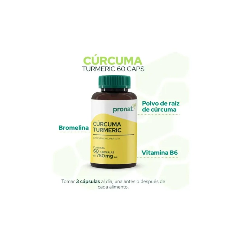 Kit 2 Piezas Suplemento Curcuma Turmeric (60 Caps) Pronat Sabor