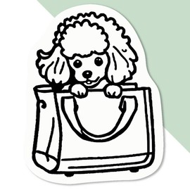 4 x Small 50mm 'Toy Poodle in a Handbag' Permanent Sticker Decals for Cars/Windows/Bins/Walls etc (DW00111340)