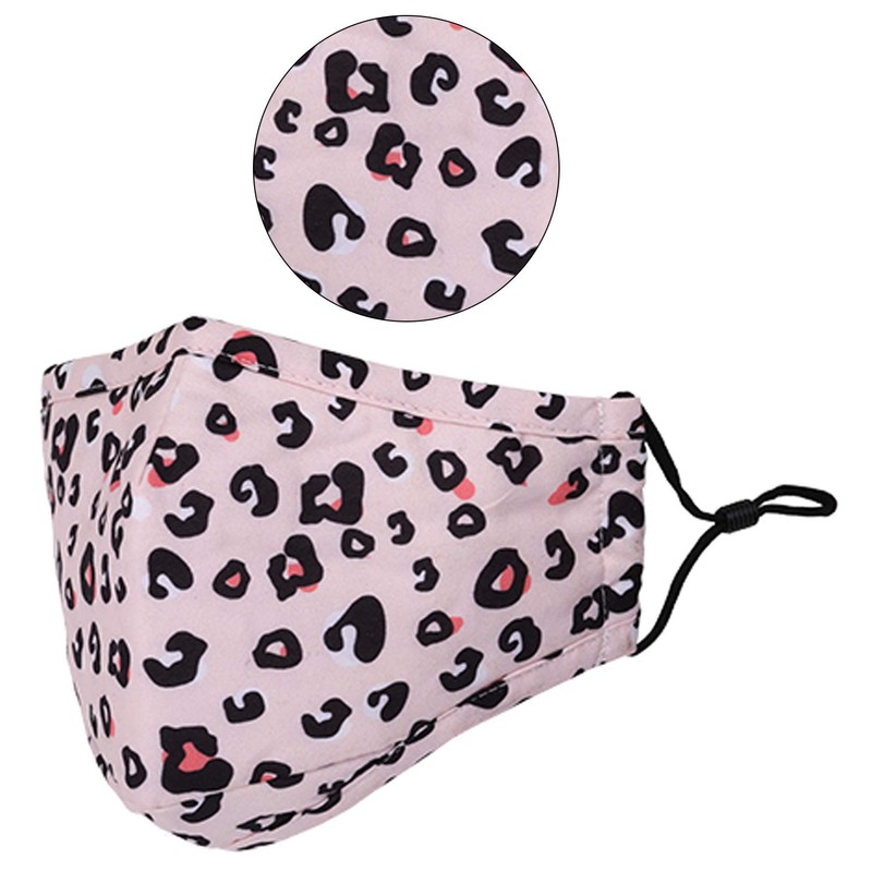 Reusable washable 3 layers cotton cloth - white - leopard