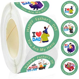 Happy Father's Day Character Sticker 2 inch Fathers Day Party Favors Envelope Seals Greeting Card Stickers for Decoration,Card,Scrapbook,Kids Crafts,Homemade Packing 500pcs (2 inch)