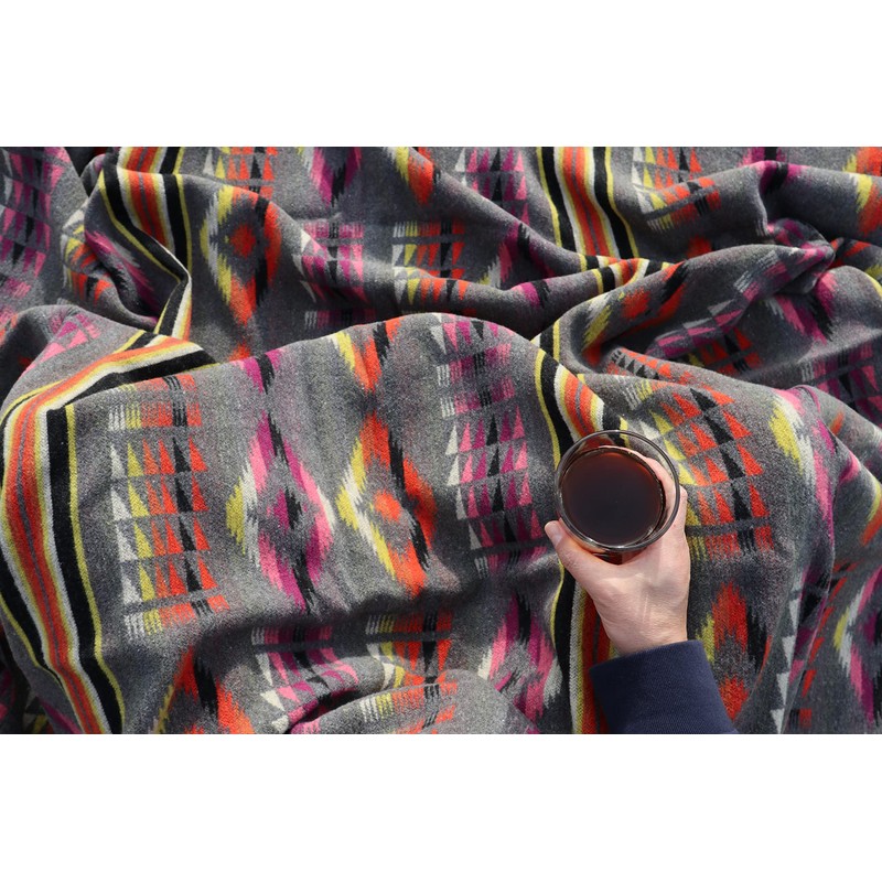 Ruth&Boaz Outdoor Wool Blend Blanket Ethnic Inka Pattern(T) (Grey, Large)
