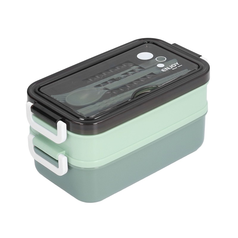 Lunch Box 2 Tier Stackable Container Folding Buckle Stainless Steel