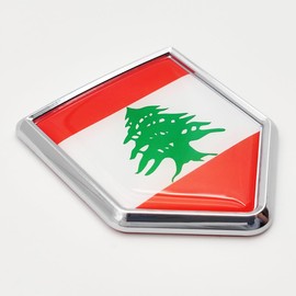 Overdecor Lebanon Flag Decal Stickers Car Emblem Lebanese Car Accessories Decorations Chrome Shield Flag Sticker Decals for Cars Truck Vehicles, 2 Pack