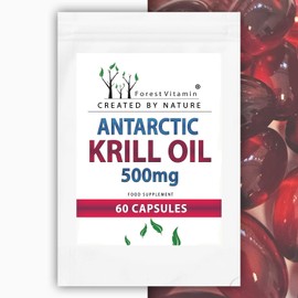Forest Vitamin - Antarctic Krill Oil 500mg - 60 Kapseln - Krillöl - Antarktischer Krill-Lipidextrakt - Euphausia Superba (Krustentier) - Gesundheit & Schönheit