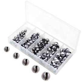 aoozleny Fishing Weights Sinkers Kit, 100pcs Round Split Shot Sinker, Fishing Weights Egg Sinkers 5 Sizes
