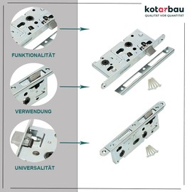 KOTARBAU® Mortise Lock 72/40 mm Toilet Universal Door Lock Interior Door Lock Toilet Door Lock Bathroom Door Lock