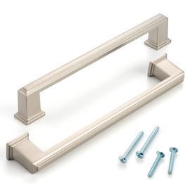 ASKANO 10 Pack 6-1/4 Inch Hole Centers, Brushed Nickel Cabinet Pulls Satin Nickel Cabinet Handles Silver Kitchen Hardware for Cabinets ZP2206 Drawer Bedroom Dresser Bathroom Vanity Cupboard Closet