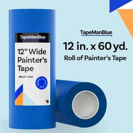 Wide Blue Painters Tape, 12 inch x 60 yds, Made in America, Great Masking Tape for 3D Printing and Laser Cutting, Removes Cleanly for 21 Days | TapeManBlue