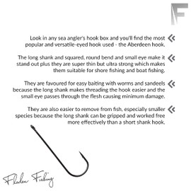 FLADEN - Black Aberdeen Sea Fishing Hooks Bulk Packs Barbed - Ideal for Shore & Boat Multiple Baits (Size 1/0 - 100 hooks) [14-ABEBL-1/0-UK] (14-03(size))