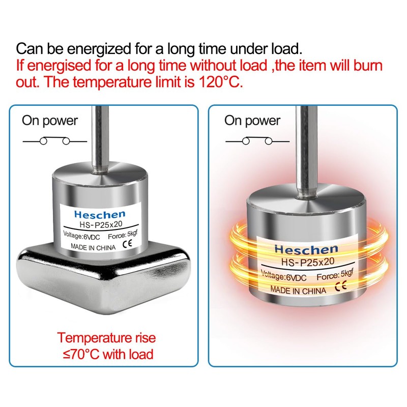 Heschen Electromagnet Magnet Solenoid, P25/20, OD 25mm, DC 6V, 4W,