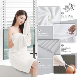 Extra Large Bath Sheet 4 Piece (35"x70")-Ultra Soft Oversized Bath Towel,Bath Sheet Towel Set for Bathroom Hotel,Plush Highly Absorbent Quick Dry Shower Towel Set for Adults,Bathroom Towel Set White