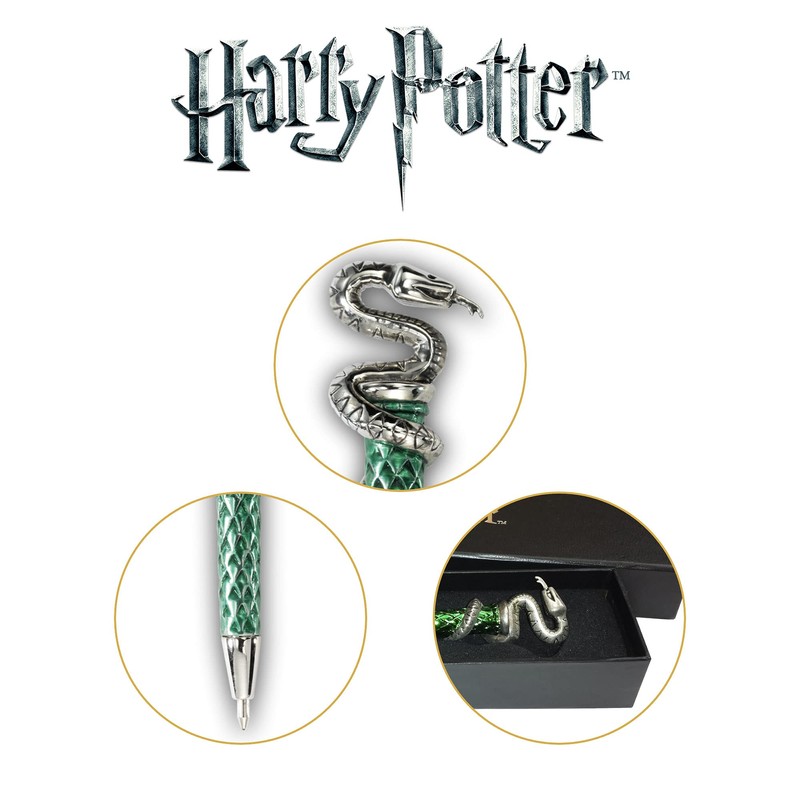 Silver-Plated Slytherin Pen 21cm Green Hand-Enamelled Pen With Snake House