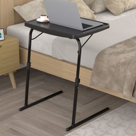 Max TV Tray Table, Allpop Extra Large Adjustable TV Tray for Eating, Folding Laptop Table with 6 Heights & 3 Tilt Angles for Dinner, Couch & Bed, Black