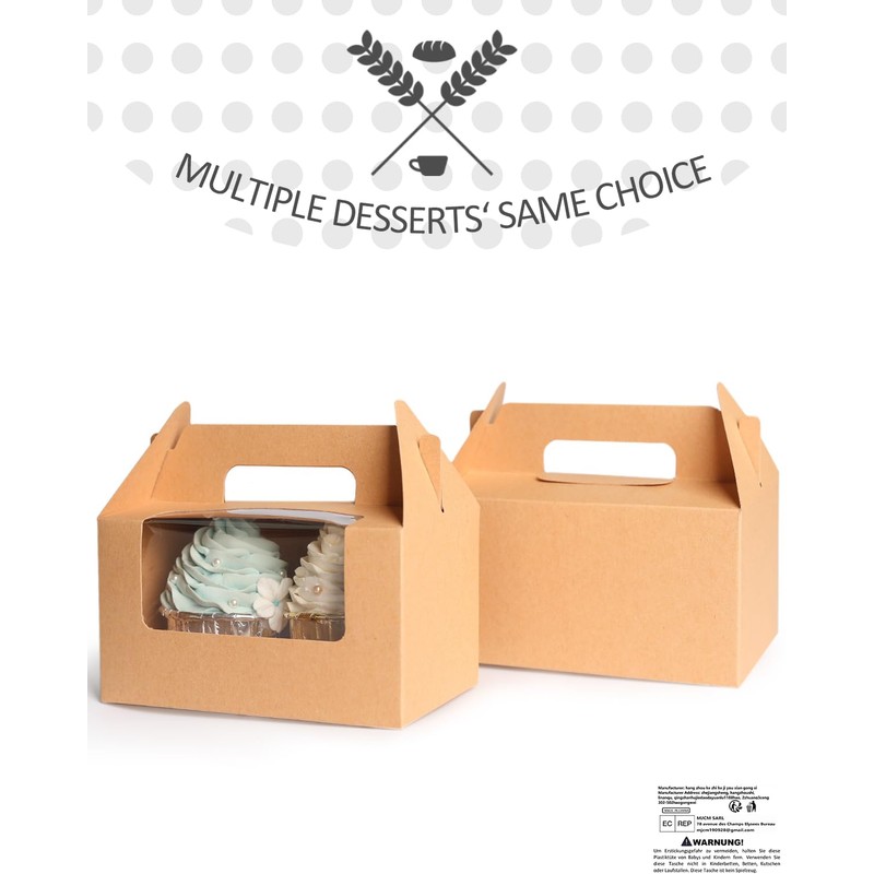 Gcardist Brown Cupcake Container Double Cupcake Stand Disposable 15 Double