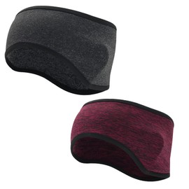 Yuqilin Pack of 2 Sports Headbands, Ear Warmers, Headbands, Winter Running Headband, Sweatband, Earmuffs, Fleece, Elastic, Jogging, Headband, Warm Thermal Headband, for Jogging, Running, Hiking (Black