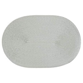 Haus und Deko Place Mat Polypro Oval Approx. 45 x 30 cm Silver Grey Placemat Place Mat Braided Raffia Look