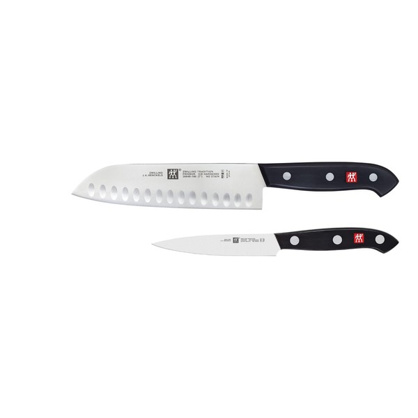 ZWILLING Tradition Stainless Steel Kitchen Knife 2 Piece Set - Includes Professional Chef Knife and Pairing Knife | Black