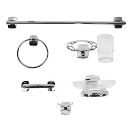 Rugo Juego De Accesorios para Baño Kit Juego de Toalleros Portarollo  Toallero Recto  Cepillero con Vaso  Jabonera  Toallero Argolla  Gancho Je90-c