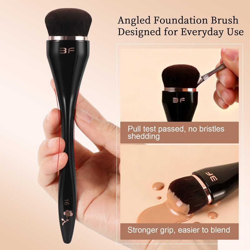 ACMEBEAUTY Angled Foundation Brush for Liquid Cream Blending, Black, 1Pcs