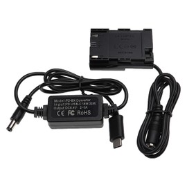 vhbw USB Power Supply Compatible with Canon EOS 5DSR, 60Da, 60D Camera, Digital Camera, DSLR + Normal Decoded DC Coupler (Replacement for Canon DR-E6), 2 m