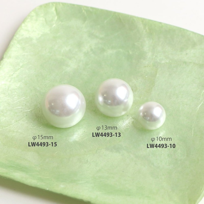 NBK LW4493-10 Pearl Half-Round Buttons, 10 Pieces, φ0.4 inches (10