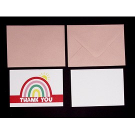 Rainbow Thank You Cards and Envelopes. Small A7 Size. (Pack of 50)