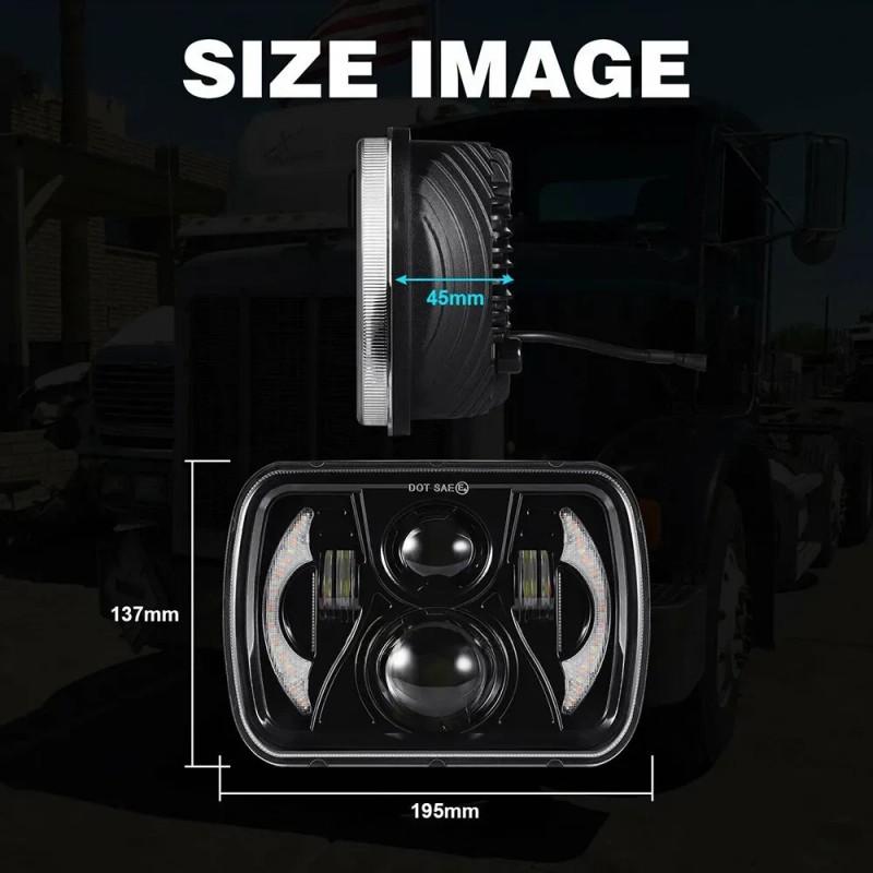 Unbranded For Nissan D21 Pickup 1986-1994 Black 7x6" LED Headlight