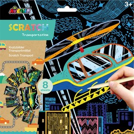 Avenir 6301681 Scratch Kit with a Multi Transport Theme | Arts and Crafts for Kids Ages 3+, Multicoloured