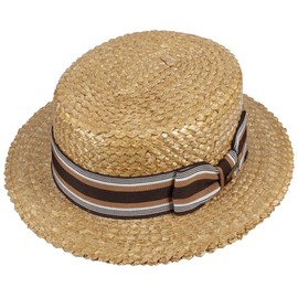 Stetson Vintage Wheat Boater Circular Saw Women/Men (Head Height Approx. 9.5 cm) - Straw Hat with Trim Band and Bow - Summer Straw Summer Hat - Sun Hat with Lining Band Spring/Summer Beige XXL (62-63