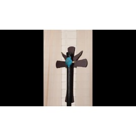 Western Boho Chic Turquoise Heart Angel Wings Tooled Floral Leather Wall Cross