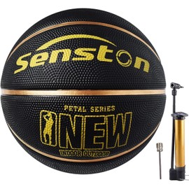 Senston 27.5"/28.5"/29.5" Basketball Balls Outdoor/Indoor Size 5/6/7 Basketballs 27/28/29 inch Basket Ball with Pump (Black, 5/27.5)