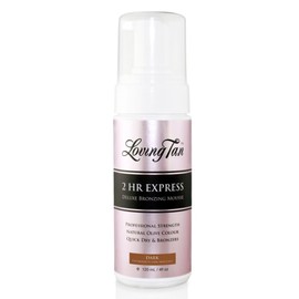 Loving Tan 2 HR Express Self Tanning Mousse, Dark - Streak Free, Natural, Professional Quality - 5+ Sunless Self Tanner Applications per Bottle, Cruelty Free, Naturally Derived DHA - 4 FL Oz