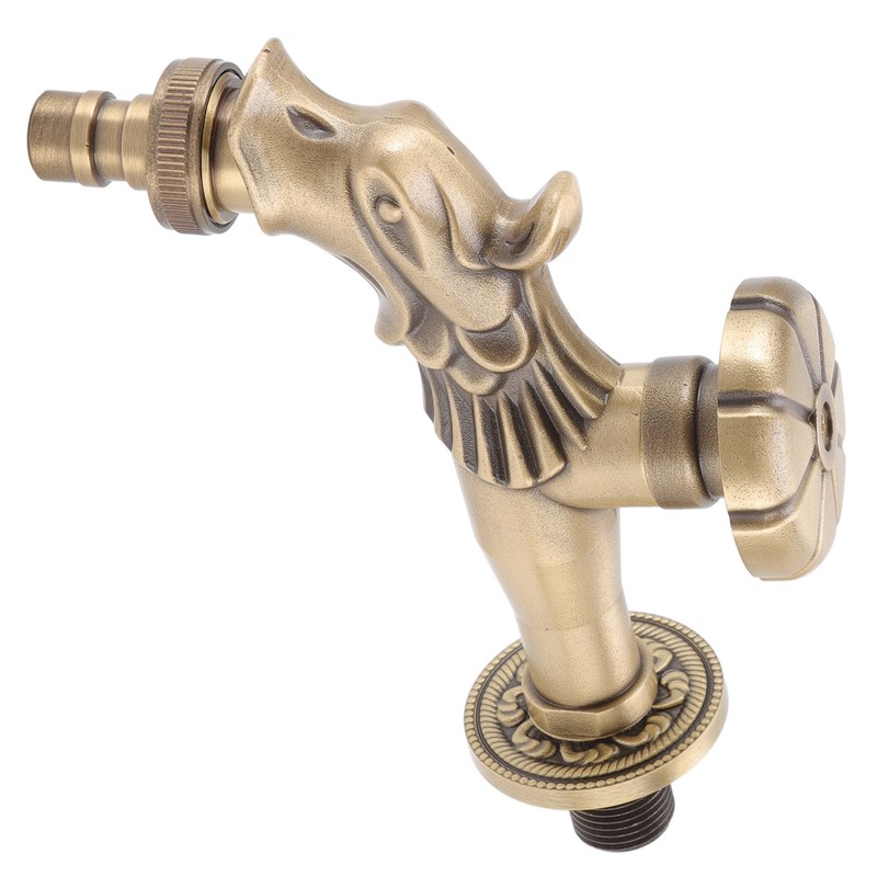 Antique Faucet G1/2 Engraved Brass Vintage Bronze Horse Shape Hanging
