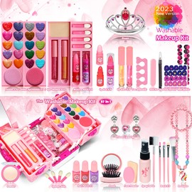 Kids Makeup Sets For Girls - Washable Make Up Starter Kit, Real Makeup Childrens Princess Pretend Play Games Toys Presents, Little Girl Birthday Gifts Set For Age 3 4 5 6 7 8 9 10 11 12 Year Old
