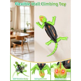 Kssvzz Climbing Chameleon, Wall Crawler Gecko with LED Eyes, 360° Spin RC Robot Lizard for Kids, Climbs up Walls for Prank Toys & Games, Birthday Xmas Gifts Presents Toys for Kids Age 3 4 5 6 7 8+