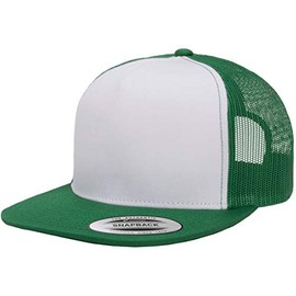 Mrlahat 6006 Yupoong Yp by Flexfit 5 Panel Classic Trucker Snapback Hat Cap with Black Bandana (Kelly Green/White/Green)