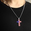 Yooborn 24 Inch American Flag Stars Stripes baseball Cross Necklace