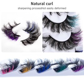 Colored Fake Lashes Mink Eyelash with Colors Fluffy Colorful False Lashes D Curl Extensions Strip Fake Eyelashes for Women