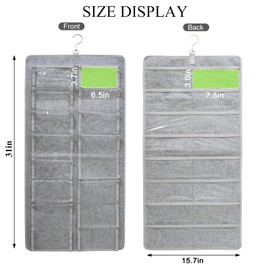 Khikily Hanging Jewelry Organizer Dust Proof Eyeglasses Holder with 32 Clear Slots, Sunglasses Organizer Storage Wall Mounted, Sunglasses Display With 360-Degree Rotating Hook (Grey)