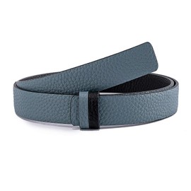 Vatee's Women's Reversible Real Leather Replacement Belt Strap without Buckle 1"/25mm Wide Adjustable 45" Long Light blue/Black