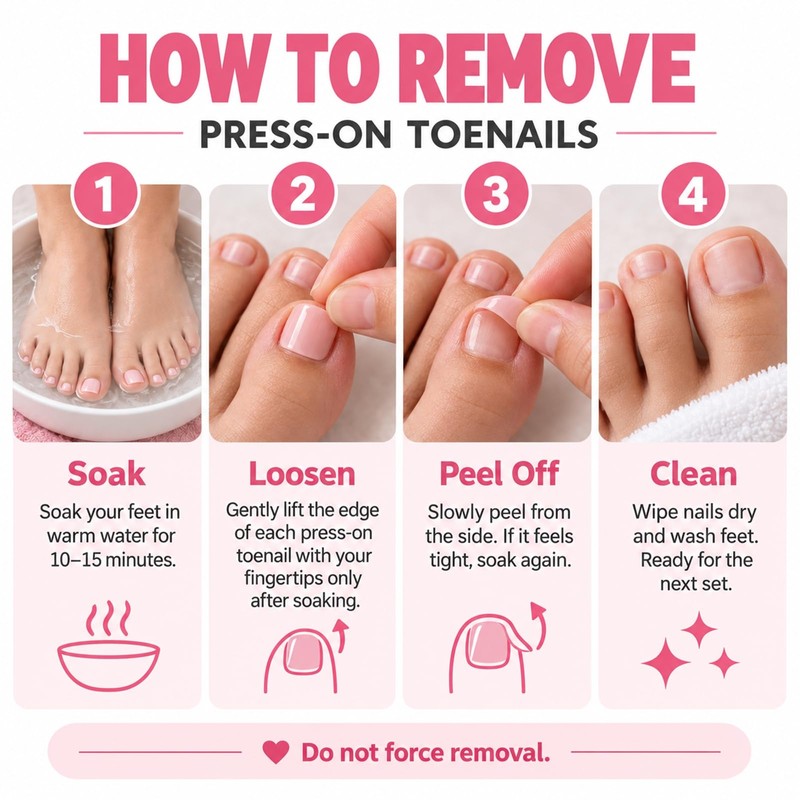 240PCS Pink False Toenails, French Style Press on Toe Nails