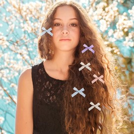 Mini Hair Bows for Women Cute Bow Hair Accessories for Party Mini Hair Barrettes for Sweer Girls Hairpins Beige Bow Hair Clips Y2k 24PCS Small Pink Bowknot Clips