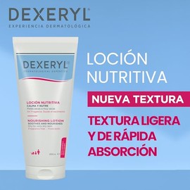 DEXERYL, Loción Nutritiva para Piel Seca a Muy Seca, Nutre por 24 Horas, Textura Ligera de Rápida Absorción, Rostro y Cuerpo, 200 ml