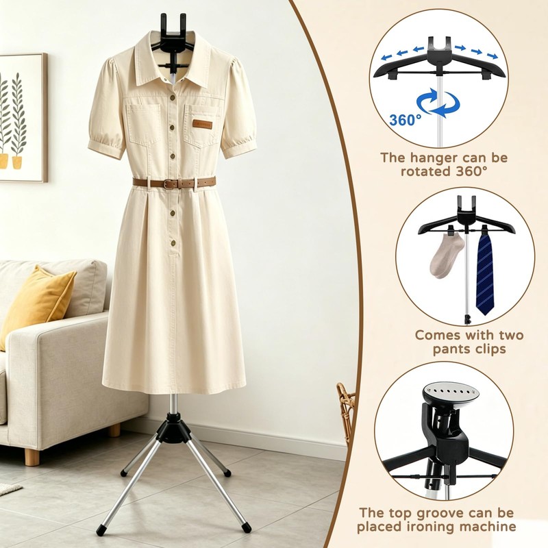 Garment Steamer Rack with Ironing Gloves for Clothes, Foldable Steamer