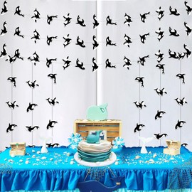 Kreatwow Killer Whale Party Decorations 8pcs Killer Whale Party Banner Orca Party Decoration Killer Whale Birthday Decor Ocean Whale Party Under The Sea Animal Whale Hanging Streamer for Orca Birthday