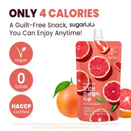 Sugarlolo Konjac Sweet Grapefruit Jelly Snack - Vegan Jello with Zero Sugar | Only 4 Calories per Pouch | Low Calorie Korean Snacks | 5.29 Oz (150g) | 10 Pack