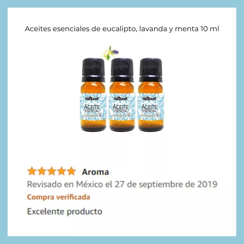 Natturall Aceite Esencial Difusor Aromaterapia Lavanda Menta Eucalipto