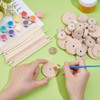 OLYCRAFT 66Pcs Wooden Craft Wheels 33Pcs Wood Sticks 1.1/1.5/2 Inch