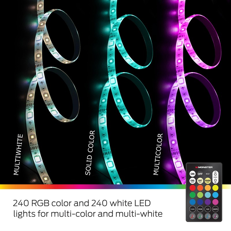 Monster 32.8ft Music Reactive LED Strip with 120 LEDs, 12V
