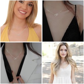 QttvbTna Silver Heart Pendant Necklace, 925 Sterling Silver Open Heart Necklace, Love Adjustable Chain Jewelry Gifts, Girls Ladies Necklaces